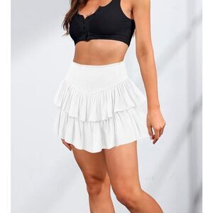 NWOT MiiVoo Women's High Waist Ruffle Flowy Mini Skirt Lined Short Skirt, M